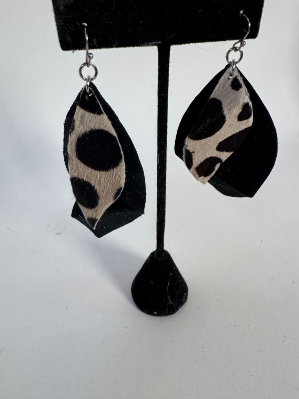 Animal Print Leather Dangle Earrings